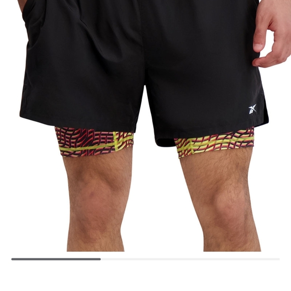 Reebok Men's Black and Yellow Athletic Shorts - Picture 3 of 5